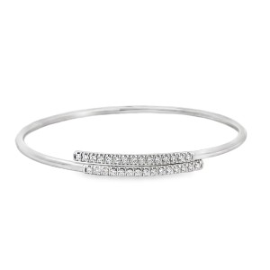 18kt White Gold Diamond Bypass Bangle Bracelet