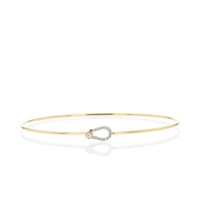 Phillips House 14kt Yellow Gold And Diamond Mini Keyhole  Bangle Bracelet