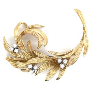 Estate 18kt Yellow Gold Diamond Spray Brooch