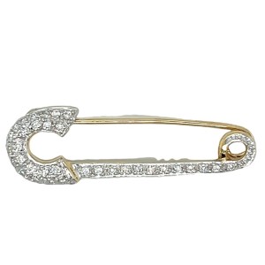 Estate 14kt Yellow Gold Diamond Accented Safety Pin