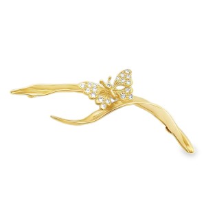 Estate 14kt Yellow Gold Diamond Butterfly Pin