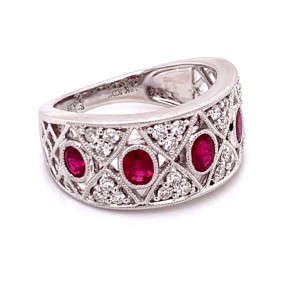 18kt White Gold Ruby And Diamond Open-design Ring