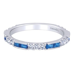 Gabriel & Co. 14kt White Gold Stackable Sapphire And Diamond Stackable Band
