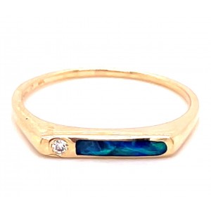 Kabana 14kt Yellow Gold Opal Inlay And Diamond Ring
