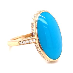 Kabana 14kt Yellow Gold Turquoise And Diamond Ring