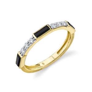 Sloane Street 14kt Yellow Gold Black Spinel And Diamond Band Ring