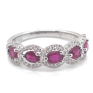 18kt White Gold Ruby And Diamond Band Ring