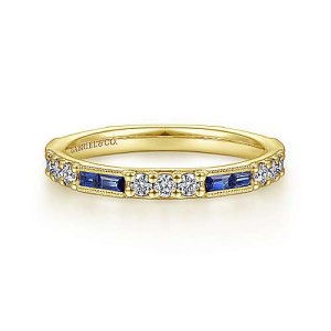 Gabriel & Co. 14kt Yellow Gold Sapphire And Diamond Stackable Band