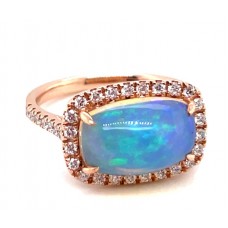 14kt Rose Gold Opal And Diamond Ring