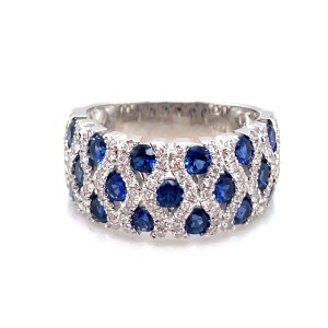 18kt White Gold Sapphire And Diamond "weave" Ring