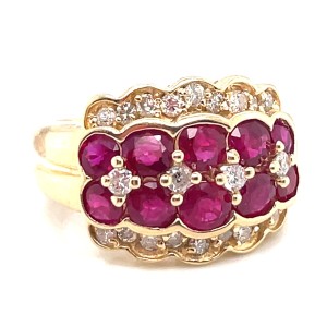 Estate Contemporary 14kt Yellow Gold Ruby And Diamond Ring