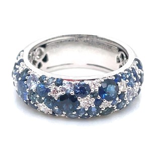 Christophe Danhier Platinum Sapphire And Diamond Band Ring