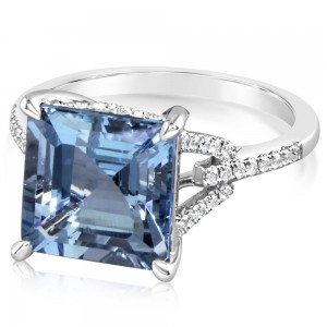 Parle 18kt White Gold Aquamarine And Diamond Ring