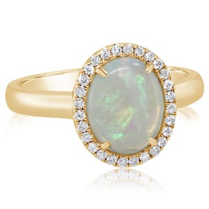 Parle 14kt Yellow Gold Opal And Diamond Halo Ring