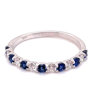 14kt White Gold Sapphire And Diamond Thirteen-stone Band Ring