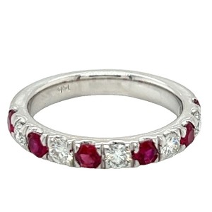 14kt White Gold  Ruby And Diamond Eleven-stone Band Ring