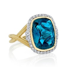 Sloane Street 18kt Yellow Gold Blue Topaz And Diamond Ring