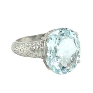 Estate 14kt White Gold Aquamarine Ring