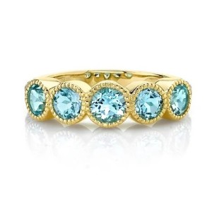 Sloane Street 18kt Yellow Gold Blue Topaz And Diamond Band Ring