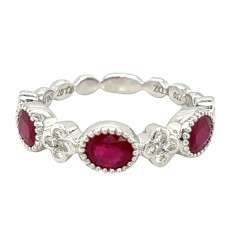 18kt White Gold Ruby And Diamond Stations Ring