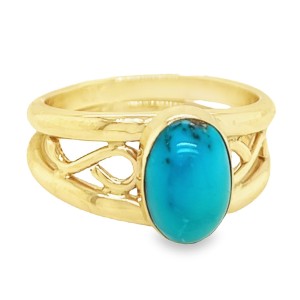 Estate 14kt Yellow Gold Turquoise Ring