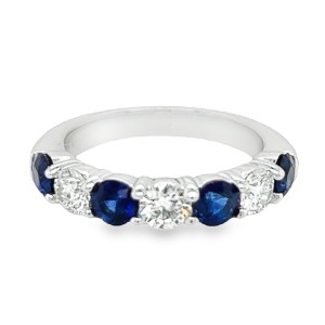 14kt White Gold Sapphire And Diamond Seven-stone Band Ring