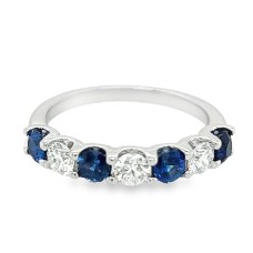 14kt White Gold Sapphire And Diamond Seven-stone Band Ring