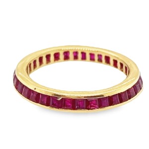 Estate 18kt Yellow Gold Channel Set Ruby Eternity Spacer Band