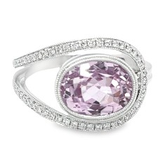 14kt White Gold Kunzite And Diamond Ring