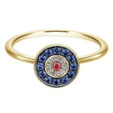 Estate Gabriel & Co. 14kt Yellow Gold Sapphire, Ruby And Diamond Ring