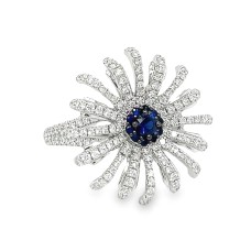 Christophe Danhier 18kt White Gold Sapphire And Diamond Starburst Ring