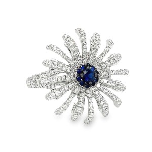 Christophe Danhier 18kt White Gold Sapphire And Diamond Starburst Ring