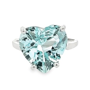 Estate 14kt White Gold Heart Shaped Aquamarine Ring