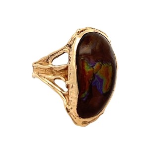 Estate 14kt Yellow Gold Fire Agate Ring
