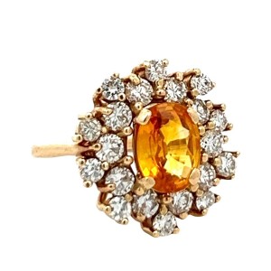 Estate 14kt Yellow Gold Yellow Sapphire And Diamond Ring