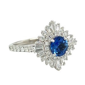 Estate 14kt White Gold Sapphire And Diamond Ring