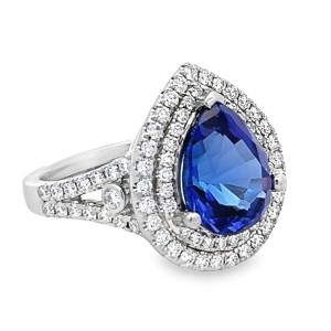 Platinum Tanzanite And Diamond Double-halo Ring