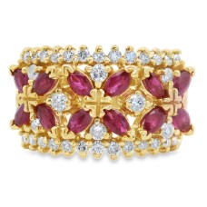 Estate 14kt Yellow Gold Ruby And Diamond Fashion Ring