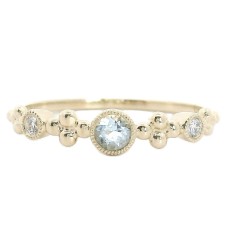 14kt Yellow Gold Aquamarine And Diamond Stackable Band Ring