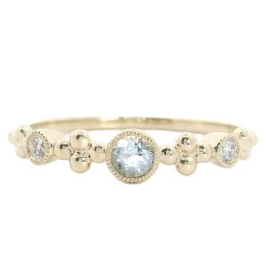 14kt Yellow Gold Aquamarine And Diamond Stackable Band Ring
