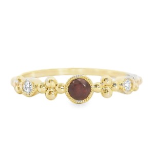 14kt Yellow Gold Ruby And Diamond Stackable Band Ring
