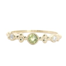 14kt Yellow Gold Peridot And Diamond Stackable Band Ring
