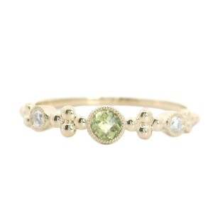 14kt Yellow Gold Peridot And Diamond Stackable Band Ring
