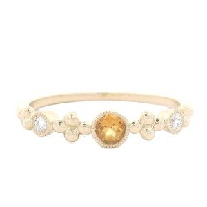 14kt Yellow Gold Citrine And Diamond Stackable Band Ring