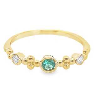 14kt Yellow Gold Emerald And Diamond Stackable Band Ring