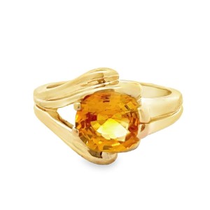 Estate 18kt Yellow Gold Orange Sapphire Ring