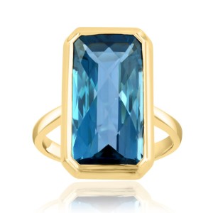 David Kord 14kt Yellow Gold London Blue Topaz Ring