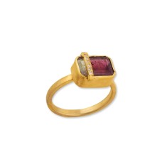 Lika Behar 22kt Yellow Gold "Juicy Magenta" Watermelon Tourmaline Ring