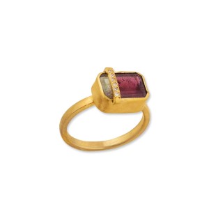 Lika Behar 22kt Yellow Gold "Juicy Magenta" Watermelon Tourmaline Ring