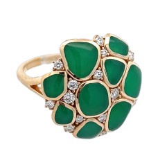 Kabana 14kt Yellow Gold Chrysoprase And Diamond Freeform Cluster Ring